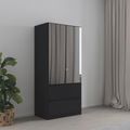 Rauch Costa 91cm 2 Door Combi Wardrobe - Metallic Dark Grey