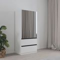 Rauch Costa 91cm 2 Door Combi Wardrobe with Metallic Dark Grey Handle - Alpine White