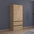 Rauch Costa 91cm 2 Door Wardrobe with Drawers - Artisan Oak