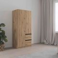 Rauch Costa 91cm 2 Door Wardrobe with LHF Drawers - Artisan Oak