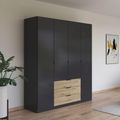 Rauch Davoa 181cm 4 Door Wardrobe - Metallic Dark Grey and Artisan Oak