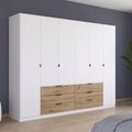 Rauch Davoa 271cm 6 Door Wardrobe - Alpine White and Artisan Oak