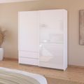 Rauch Elara 181cm 2 Door Combi Sliding Wardrobe - Alpine White and White Glass