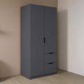 Rauch Ella 91cm 2 Door Wardrobe with Drawer - Metallic Dark Grey