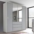 Rauch Erimo 204cm 4 Door Combi Wardrobe with 3 Drawer - Silk Grey and Silk Grey Glass