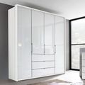 Rauch Erimo 204cm 4 Door Wardrobe with 3 Drawer - Alpine White and Crystal White Glass