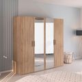 Rauch Evelyn 201cm 4 Door Wardrobe with Mirror - H 197cm - Sonoma Oak