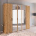 Rauch Evelyn 251cm 5 Door Wardrobe with Mirror - H 223cm - Wild Oak