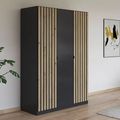 Rauch Genua 136cm 3 Door Wardrobe Type A - Metallic Dark Grey and Artisan Oak