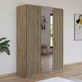 Rauch Genua 136cm 3 Door Wardrobe with Mirror - Artisan Oak and Metallic Dark Grey