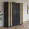 Rauch Genua 181cm 4 Door Wardrobe Type A - Metallic Dark Grey and Artisan Oak