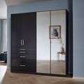 Rauch Homburg 181cm 4 Door Combi Wardrobe - Metallic Dark Grey and High Gloss Grey