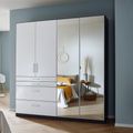 Rauch Homburg 181cm 4 Door Combi Wardrobe - Metallic Dark Grey and High Gloss White