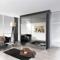 Rauch Koblenz 181cm 2 Door Mirrored Sliding Wardrobe - Metallic Dark Grey and Grey Mirror
