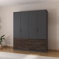 Rauch Koda 181cm 4 Door Wardrobe with Drawers - Metallic Dark Grey