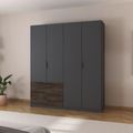 Rauch Koda 181cm 4 Door Wardrobe with RHF Drawers - Metallic Dark Grey