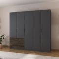 Rauch Koda 226cm 5 Door Wardrobe with RHF Drawers - Metallic Dark Grey