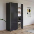 Rauch Kronach 131cm 2 Door Sliding Wardrobe with Mirror - Metallic Dark Grey