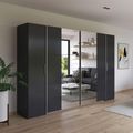 Rauch Kronach 311cm 4 Door Wardrobe with Mirror - Metallic Dark Grey