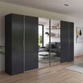 Rauch Kronach 354cm 4 Door Wardrobe with Mirror - Metallic Dark Grey