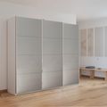 Rauch Kulmbach 203cm 3 Door Sliding Wardrobe - Alpine White and Grey High Gloss