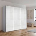 Rauch Kulmbach 203cm 3 Door Sliding Wardrobe - Silk Grey and White High Gloss
