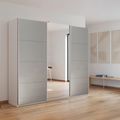 Rauch Kulmbach 203cm 3 Door Sliding Wardrobe with Mirror - Alpine White and Grey High Gloss