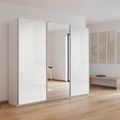 Rauch Kulmbach 203cm 3 Door Sliding Wardrobe with Mirror - Alpine White and White High Gloss