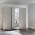 Rauch Kulmbach 203cm 3 Door Sliding Wardrobe with Mirror - Sonoma Oak and Grey High Gloss