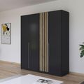 Rauch Lamella 181cm 4 Door Wardrobe - Metallic Dark Grey and Artisan Oak