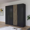 Rauch Lamella 226cm 4 Door Wardrobe - Metallic Dark Grey and Artisan Oak