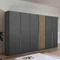 Rauch Lamella 271cm 6 Door Wardrobe - Metallic Dark Grey and Artisan Oak