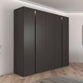 Rauch Luana 251cm 5 Door Wardrobe with Lighting - Graphite and Atlantic Dark Oak
