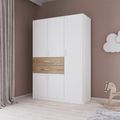 Rauch Maika 136cm 5 Door Wardrobe - H 197cm - Alpine White and Artisan Oak