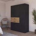 Rauch Maika 136cm 5 Door Wardrobe - H 197cm - Metallic Dark Grey and Artisan Oak