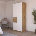 Rauch Maika 91cm 3 Door Wardrobe - H 210cm - Artisan Oak and Alpine White