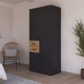 Rauch Maika 91cm 3 Door Wardrobe - H 210cm - Metallic Dark Grey and Artisan Oak