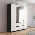 Rauch Mainz 181cm 4 Door Combi Wardrobe - Metallic Dark Grey and Alpine White