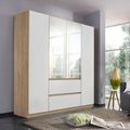 Rauch Mainz 181cm 4 Door Combi Wardrobe - Sonoma Oak and Alpine White