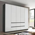 Rauch Mainz 226cm 5 Door Wardrobe with Drawer - Metallic Dark Grey and Alpine White
