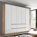 Rauch Mainz 226cm 5 Door Wardrobe with Drawer - Sonoma Oak and Alpine White