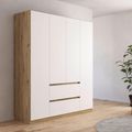 Rauch Mainz Plus 181cm 4 Door Wardrobe with Drawer - Sonoma Oak and White High Gloss