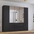 Rauch Mainz Plus 226cm 5 Door Combi Wardrobe - Metallic Dark Grey and Grey High Gloss