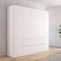 Rauch Mainz Plus 226cm 5 Door Wardrobe with Drawer - Alpine White and White High Gloss