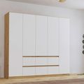 Rauch Mainz Plus 226cm 5 Door Wardrobe with Drawer - Sonoma Oak and White High Gloss