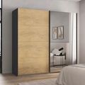 Rauch Malva 181cm 2 Door Sliding Wardrobe with Mirror - Metallic Dark Grey