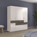 Rauch Mats 181cm 5 Door Wardrobe with Drawer - Champagne and Atlantic Dark Oak