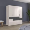 Mats Wardrobe - 181cm - 5 Door - with Drawer - Champagne & Metallic Dark Grey