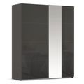 Rauch Miramar Type-1 181cm 2 Door Sliding Wardrobe with Mirror - Graphite and Basalt Glass