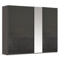 Rauch Miramar Type-1 271cm 2 Door Sliding Wardrobe with Mirror - Graphite and Basalt Glass
